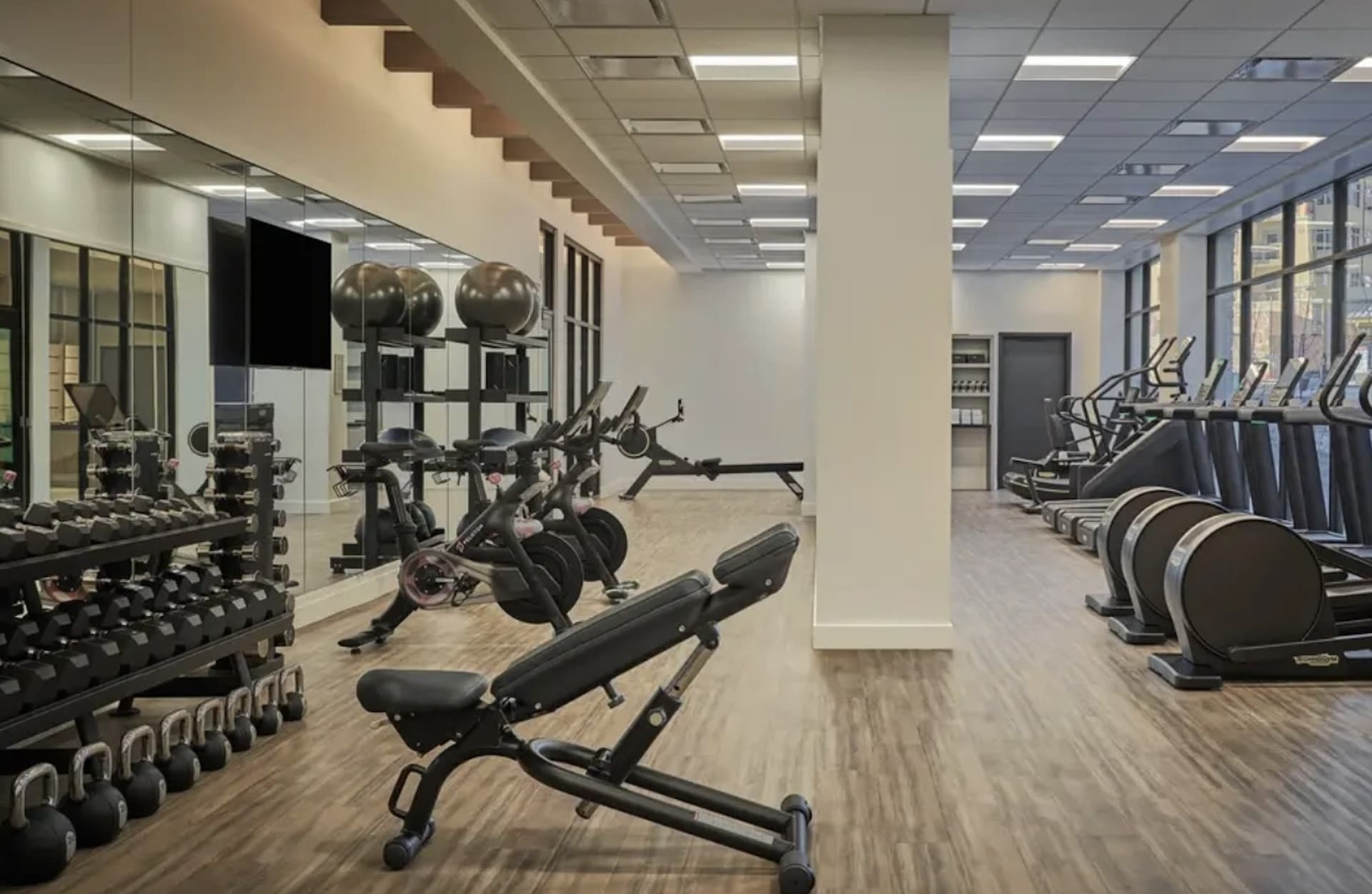 The fitness center at The Pendry, Park City